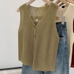 Lina™ | Gilet boutonné en coton coréen