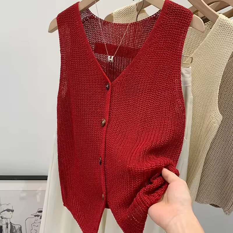 Lina™ | Gilet boutonné en coton coréen