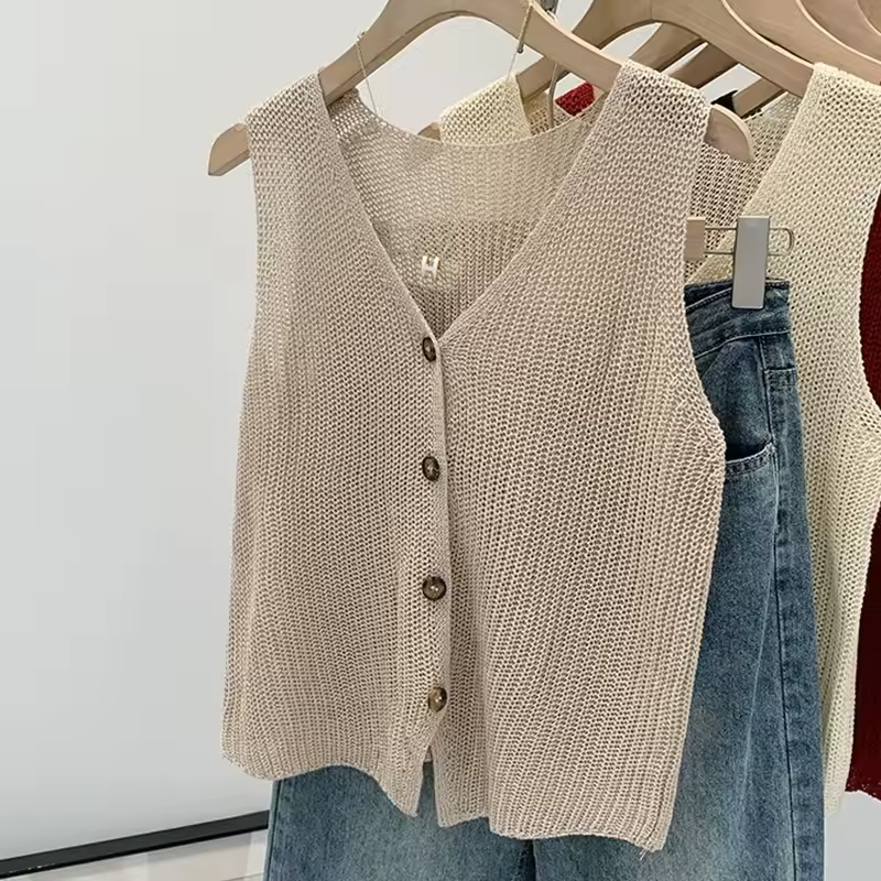 Lina™ | Gilet boutonné en coton coréen