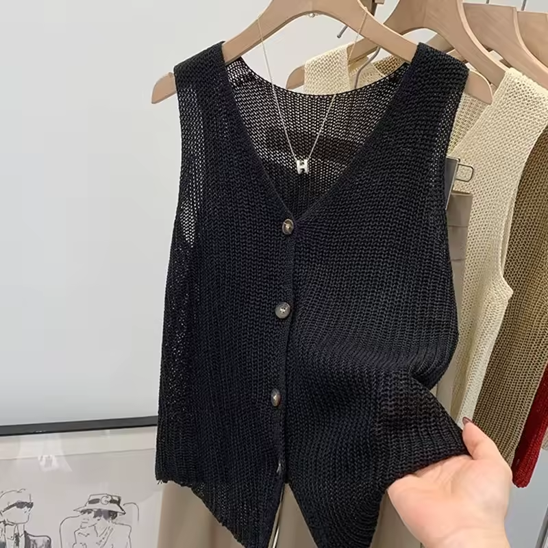 Lina™ | Gilet boutonné en coton coréen
